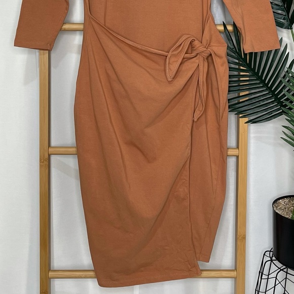 SOLD Seed Heritage Tan Beige Draped Tie Dress S - Picture 4 of 8